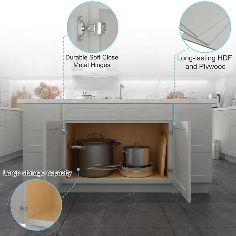 خزانة قاعدة من الخشب الرقائقي بطول 30 بوصة عرض × 24 بوصة عمق × 34.5 بوصة ارتفاع مع رف، جاهزة للتجميع #5