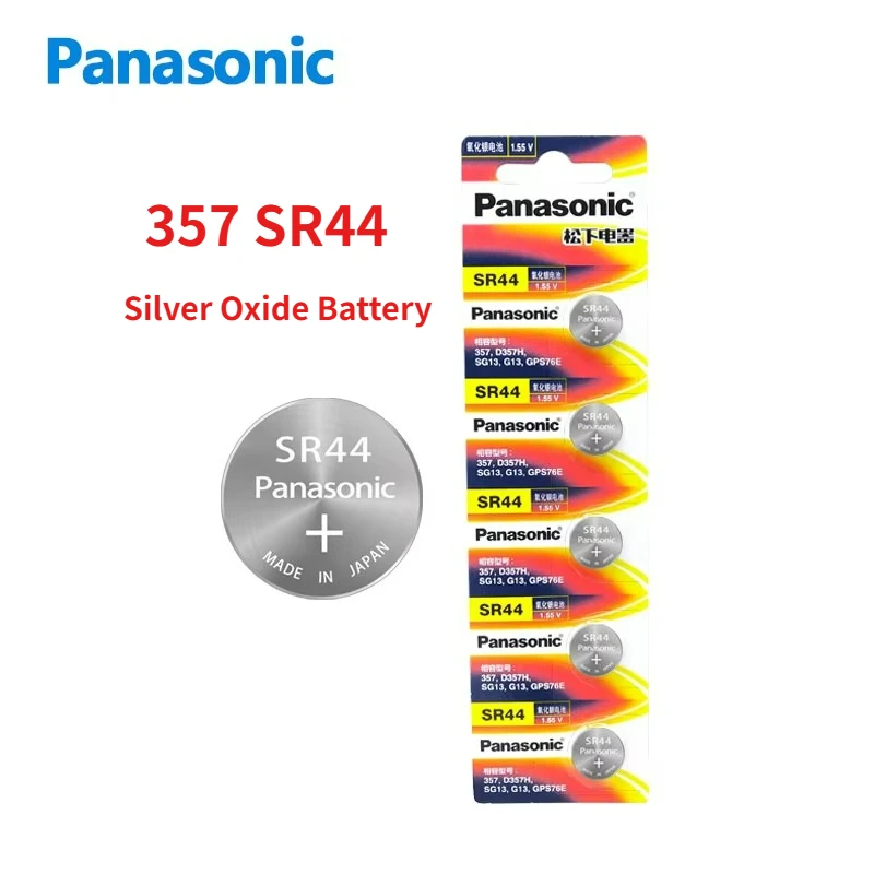 Panasonic 357 SR44 LR44 A76 AG13 357A 1.55V Silver Oxide Battery Button Battery For Watch Vernier Caliper Digital Devices