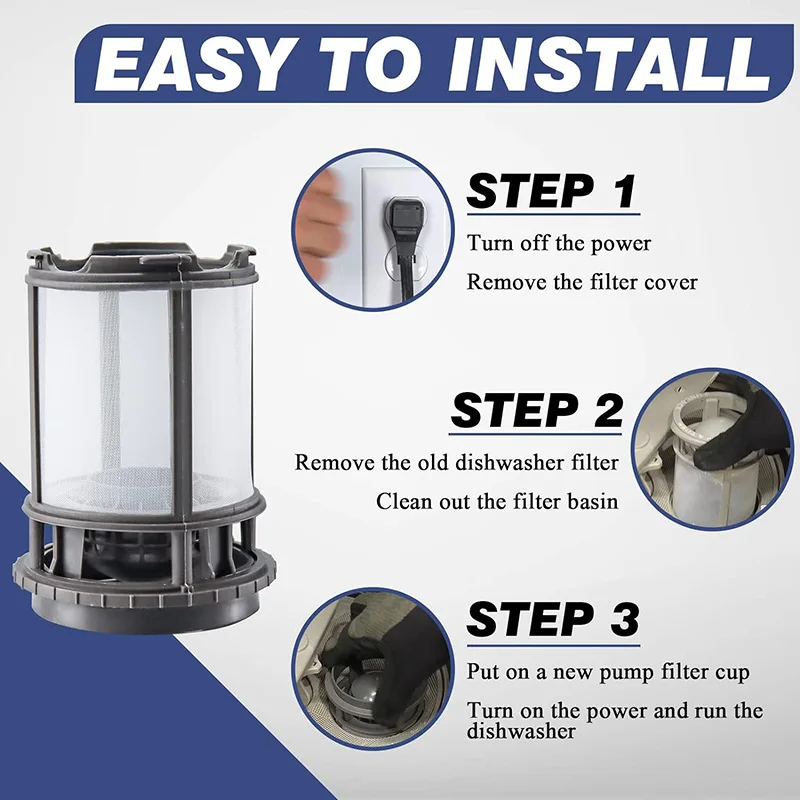 Stainless Steel Filter Screen for Kitchen Dishwasher Compatible with Whirlpool Kenmore W10872845 Dishwasher Filter view 3