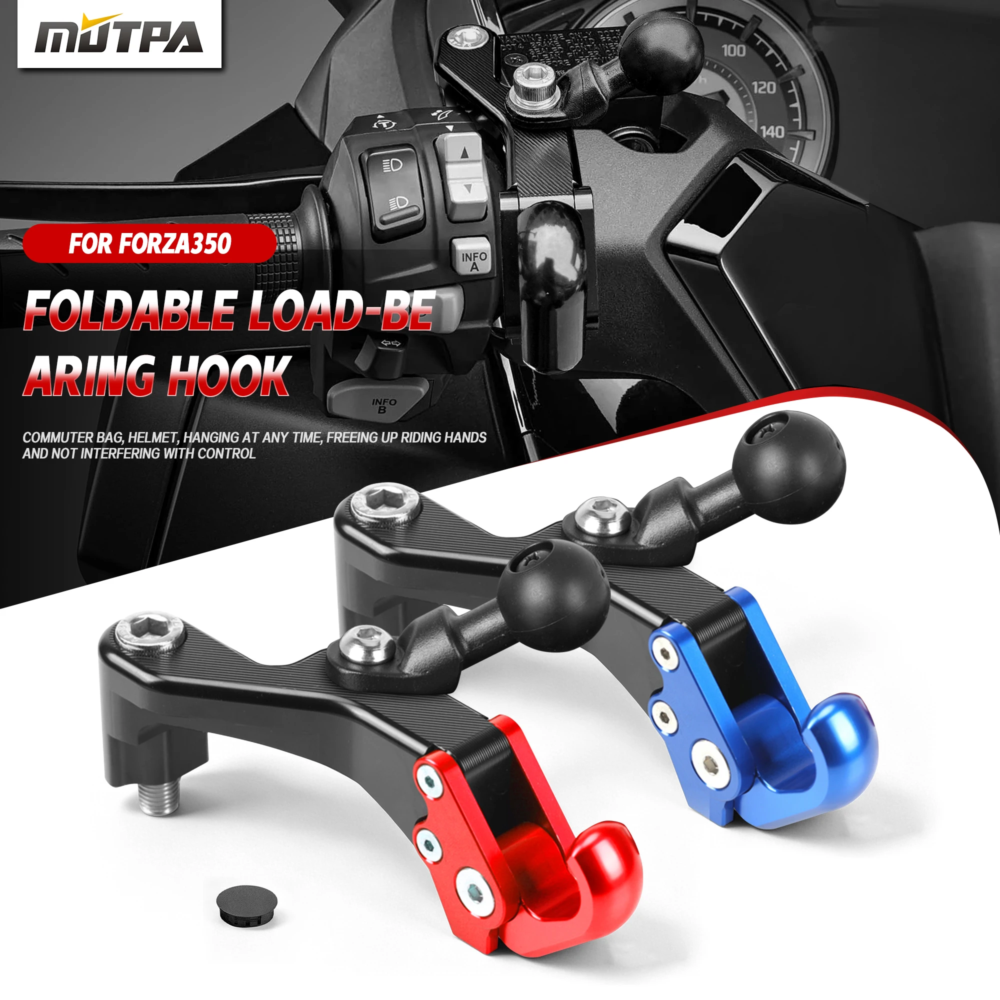 For Honda Forza 350 125 150 250 300 Forza 750 Motorcycle Forza350 Aluminium Handlebar Hook Helmet  Hook Holder Storage Bag Hook