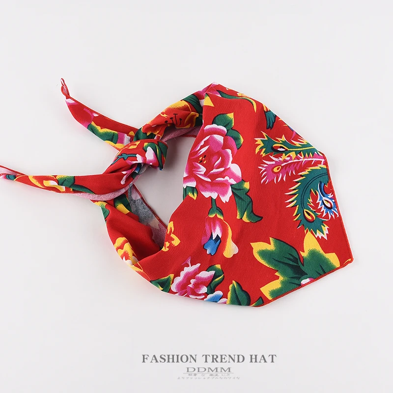 شمال شرق زهرة كبيرة الثلاثي الحجاب أداء الملحقات كبيرة القطن مربع وشاح الرجعية العرقية نمط حقيبة عقال