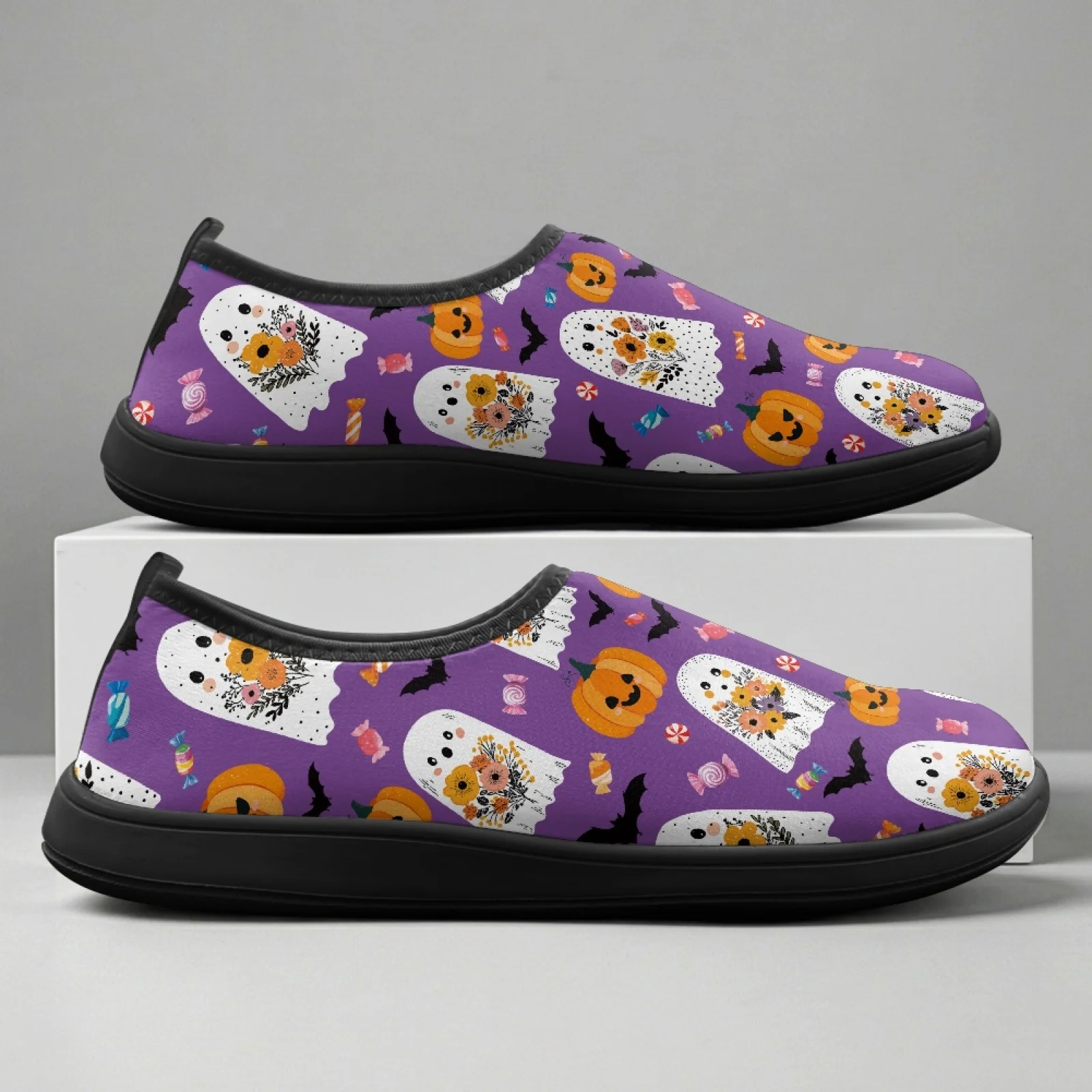 PENSTROLL Ghost Pumpkin Breathable Sneakers Athletic Sneakers for Work Comfortable Barefoot Minimalist Shoes All Season
