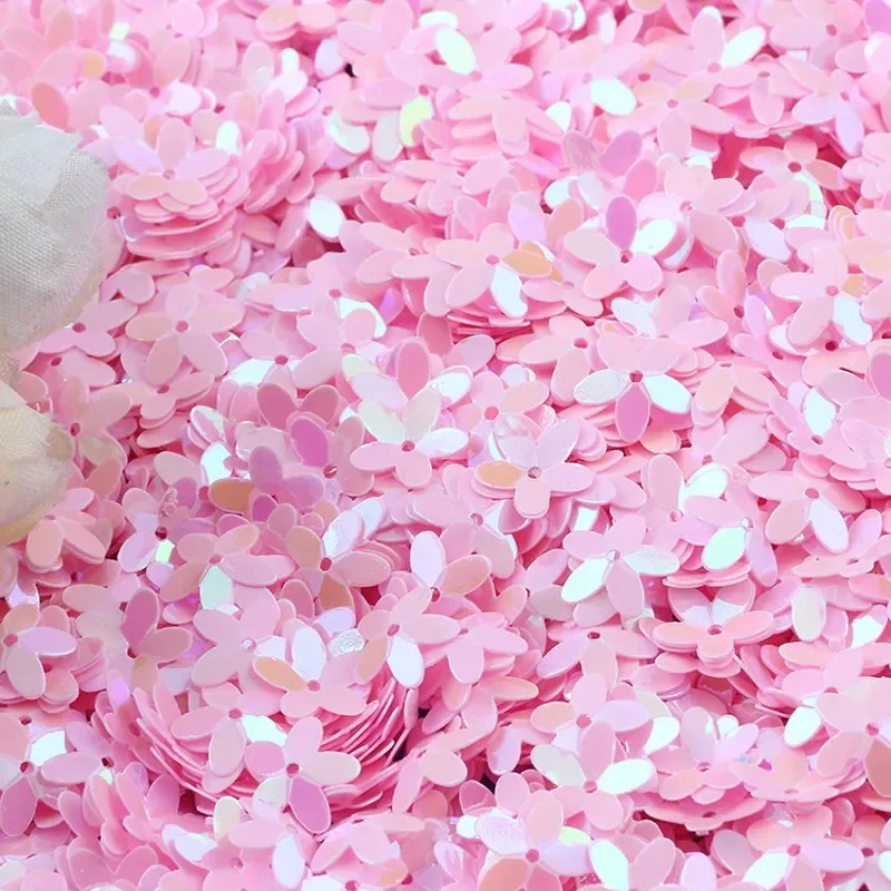 Matte White Transparent Crystal Flower Sequins, 10mm