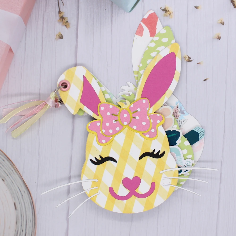 KSCRAFT Bunny Face Mini Album Metal Cutting Dies Stencils for DIY Scrapbooking Decorative Embossing DIY Paper Cards