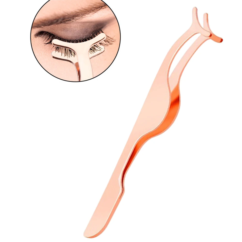 2/5 個まつげピンセットセットプロフェッショナルローズゴールドステンレスチップ眉毛トングクリップはさみ美容ツールまつげカーラー女性のための