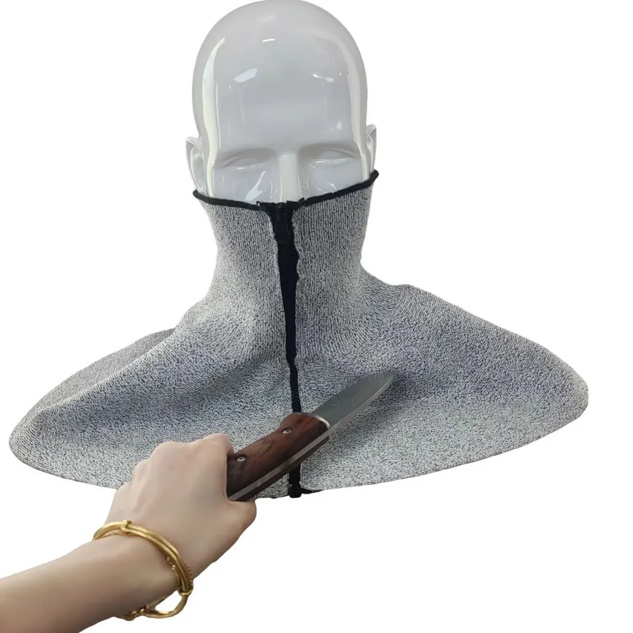 DurableGrey Zipper Anti-cutting Neck Protection Anti-cutting Wear-resistant Anti-kite Wire Cut Throat Glass Repair Shop Scarf