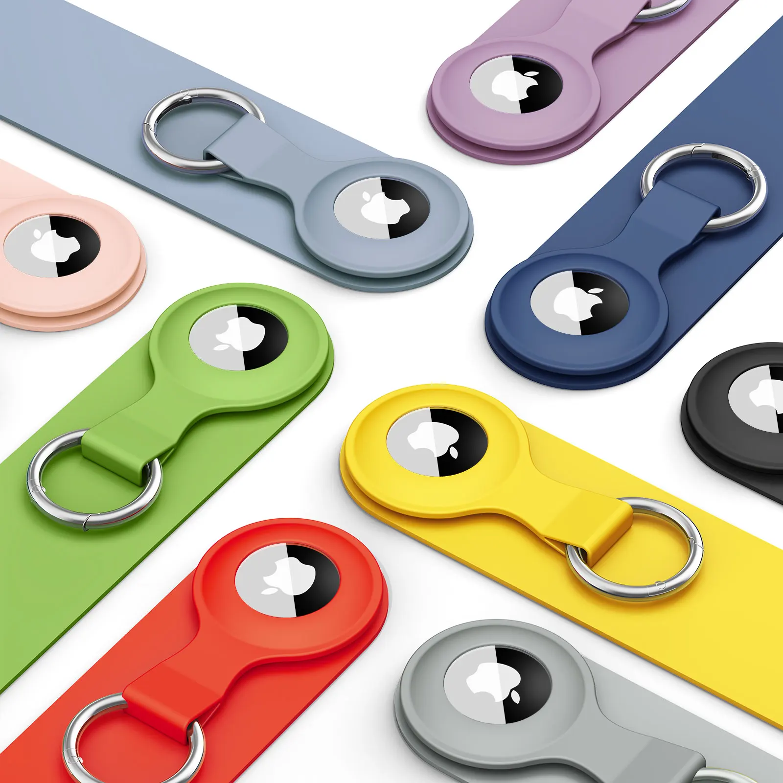 2Pcs Silicone Case for Apple Airtags Cover Protective Shell Tracker Accessories Anti-scratch Sleeve Keychain For Air tag Case