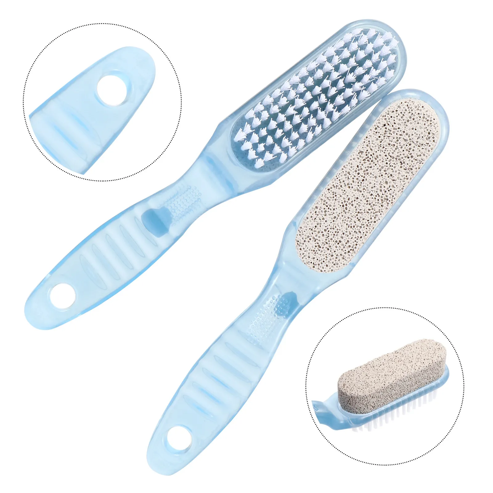 

4Pcs Nail Brush Cleaner Double Sided Nail Dust Cleaner Foot Pumice Stone Ergonomic Handle Bristles Suitable for Hands