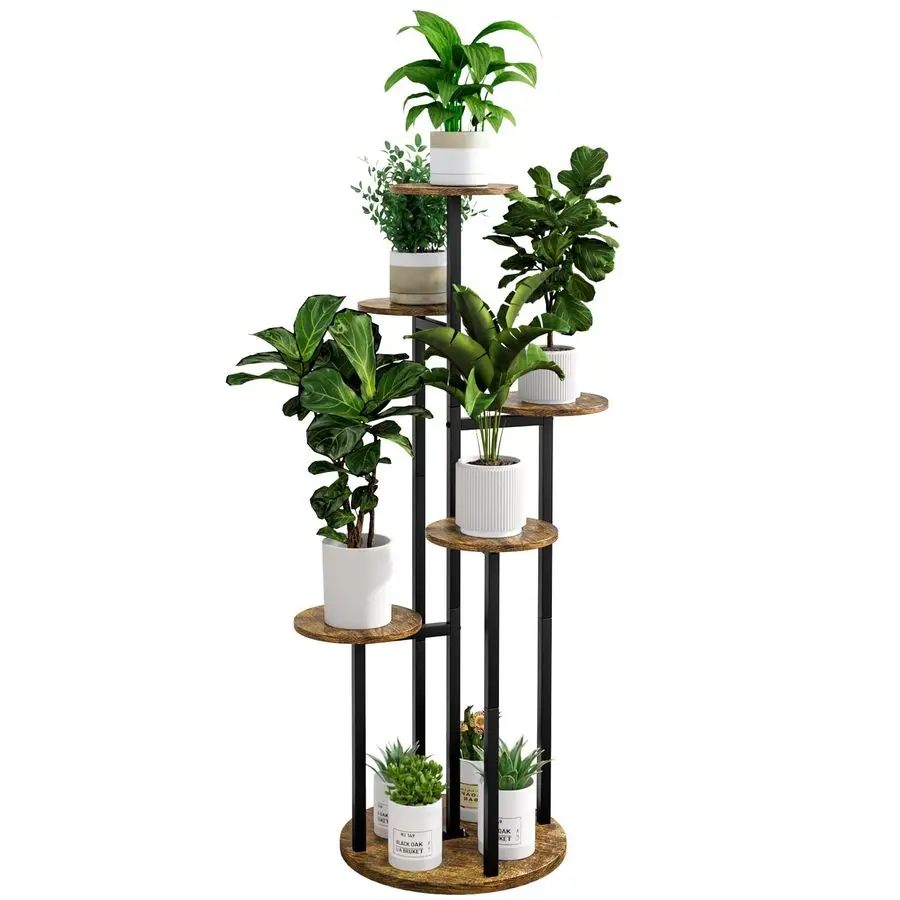 

Stand Indoor 6 Tier 9 Potted Multiple Flower Pot Holder for Patio Garden Balcony Living Room Corner 6 Tier BlackRustic Brown