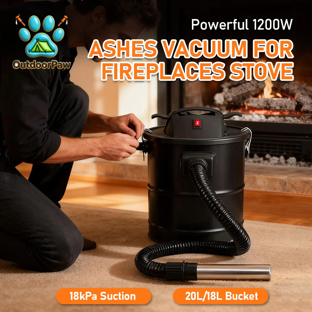 20L Heavy Duty Ash Vacuum Cleaner Electric Ash Extractor for Wood Stove, Fireplace & Pellet Stove, with Hose & Nozzle