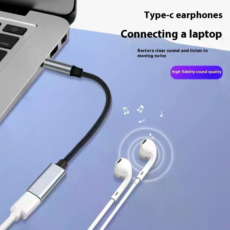 Phone Tablet PC Accessories With USB C Port Cable Conversion Earphone Microphone 3.5mm To Type-C Aux Analog signal Audio Adapter - view 3