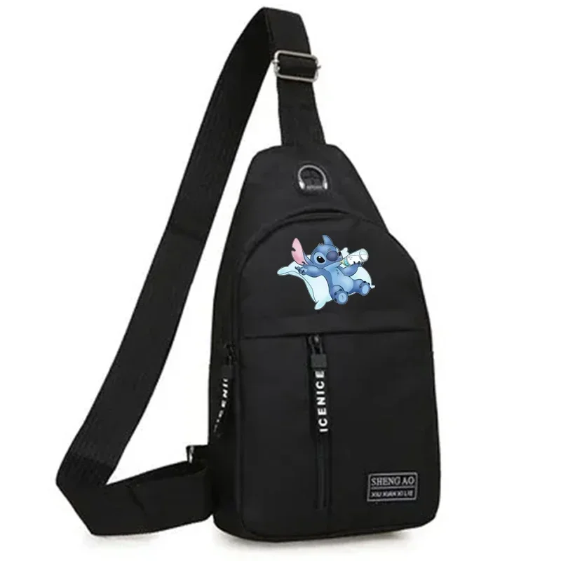 Disney Stitch New Multifunctional Chest Bag Men\'s Trend Shoulder Bag Outdoor Fashion One Shoulder Crossbody Bag Messengers Bag