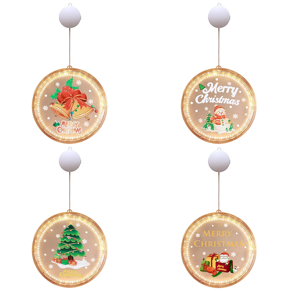 Christmas Window Light LED 3D Hanging Lights Battery Operated Round Lamp For Windows Christmas Tree Party Decor