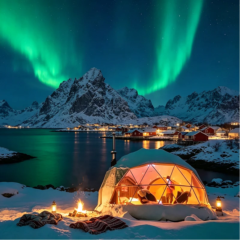 Panoramic Geodesic Dome Tent Luxury Glass Dome House for Resort Camping Hotel Stargazing Tourism System Use