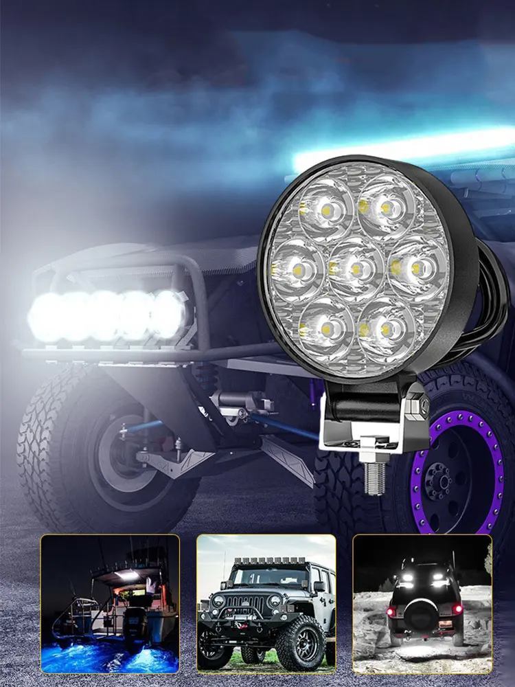 

12V 24V 8000LM Round LED Work Light Spot Lamp For Offroad Truck Tractor Boat SUV UTE Auto Light Fog Lamp off Road