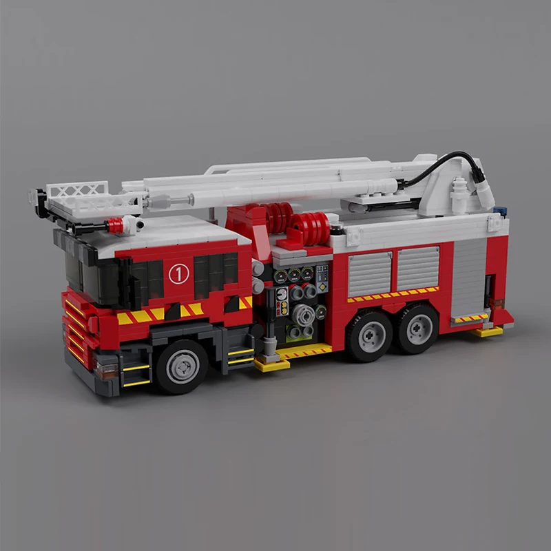 Urban Rescue Vehicles Model MOC Building Bricks Fire Ladder Truck Modular Technology Gifts Holiday Assemble Toys Suit Display