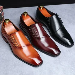 Business Dress Men Shoes Square Toe Leather Shoes Party Wedding Shoes Men Quality Gentleman Shoess 48 Casual Man Office Shoes