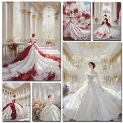 Diy Diamond Painting Retro Princess Skirt Full Rhinestone Art Beautiful Evening Dress Woman Mosaic Embroidery Cross Stitch Kit