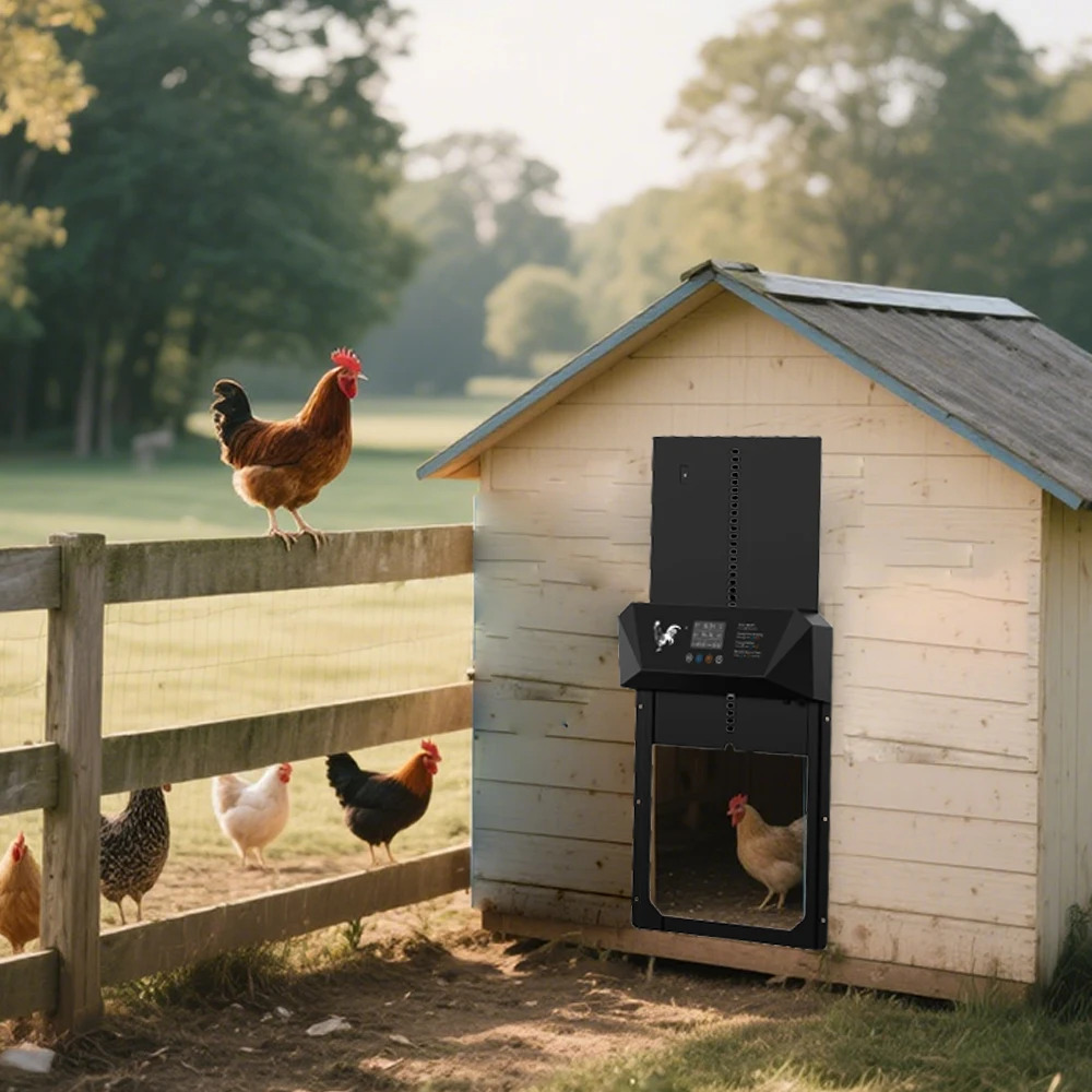 

Fully automatic chicken and duck coop door, equipped with solar and dry batteries, multi-mode control, no site selection for use
