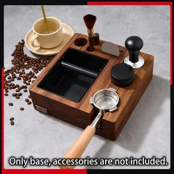 TREELF 3 IN 1 Espresso Knock Box and Tamping Station 51/54MM Espresso Coffee Anti-pressure Pad Stand Walnut Wooden Coffee Tool