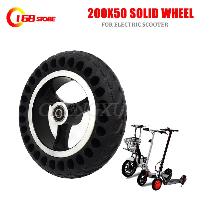 High Quality 200x50 Explosion-proof Electric Bike Scooter Tubeless Tyres  8 Inch Motorcycle Solid Wheel Tires Bee Hive Holes