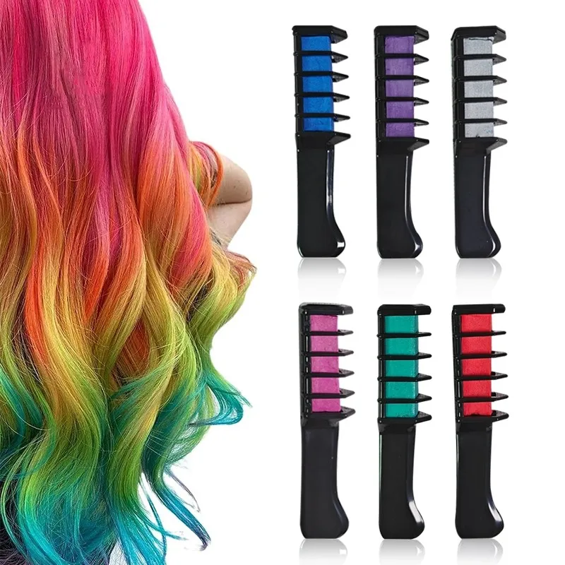 Neues ungiftiges Einweg-Mini-Haarfärbemittel-Kamm-Make-up-Tool leicht zu reinigen Körper kunst Make-up 6-Farben-Set lässig Party Cosplay