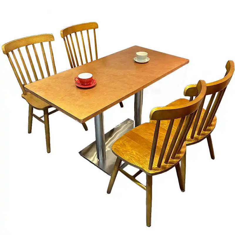 

Internet celebrity coffee shop dining table and chairs, Nordic simple solid wood, Western restaurant back chair
