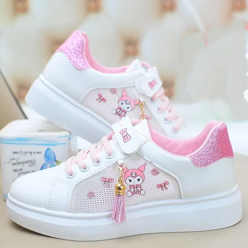 Sanrio Cinnamoroll Sneaker per bambini Cartoon Kuromi Scarpe da ginnastica estive fresche Anime Ventilare forza elastica Scarpe in rete Kawaii Girl