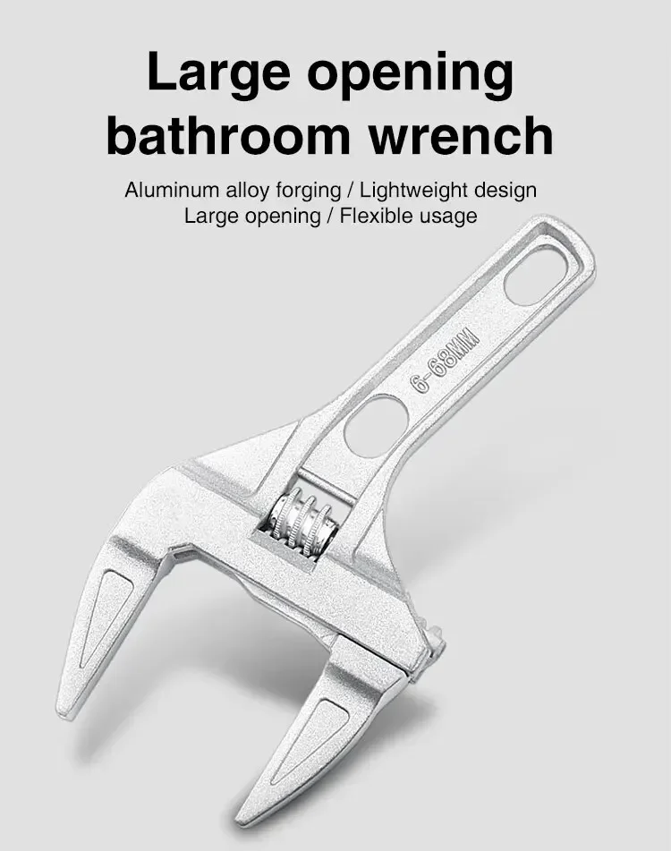 1PC16-68mm Universal Repair Set Bathroom Hand Tools Large Opening Pipe Wrench Nut Key Adjustable Spanner Bathroom Repair Tool image 3