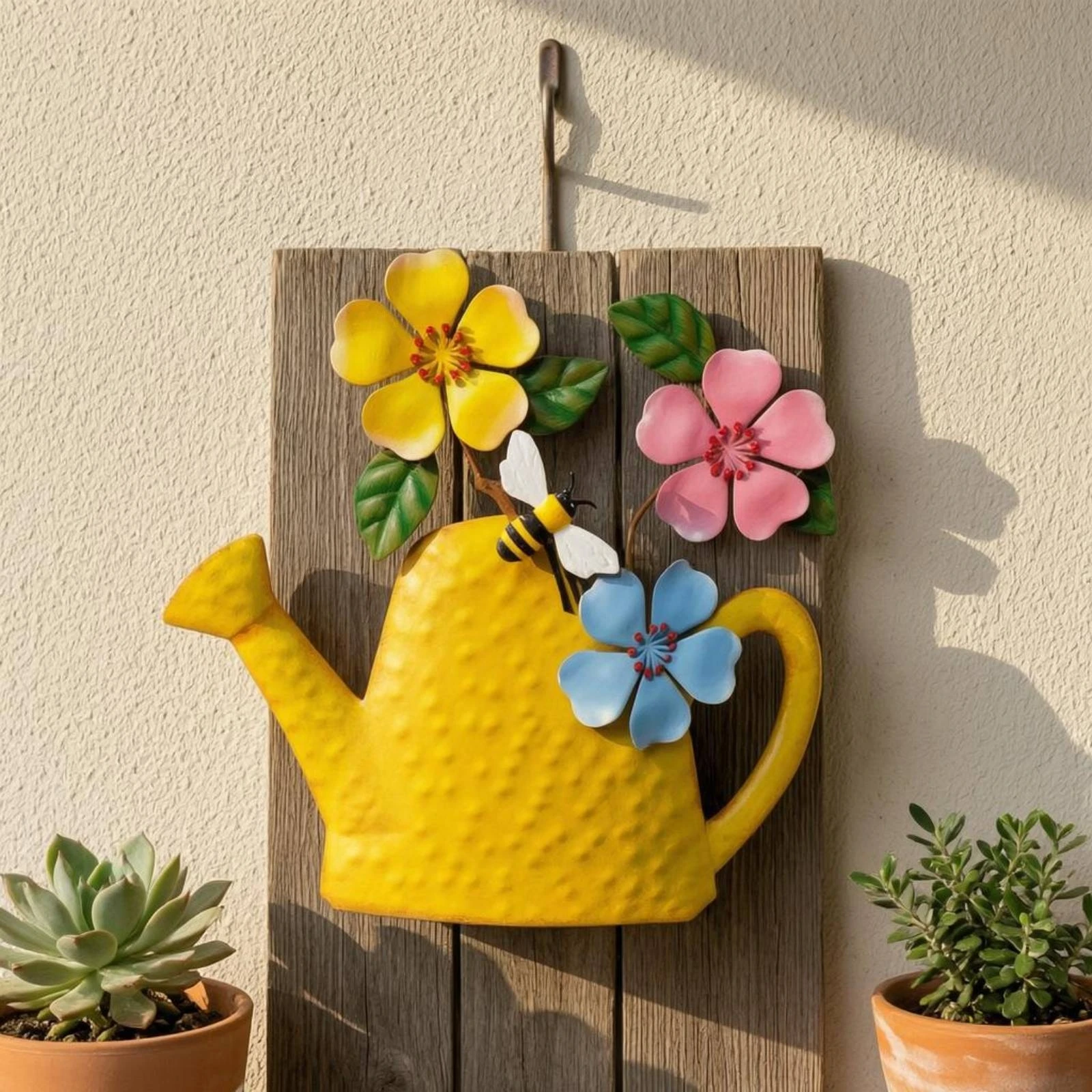 Watering Can Wall Art Handmade Metal Watering Can Decor Iron Flower Wall Decor Outdoor Home Decoration Rustic Farmhouse Style view 6