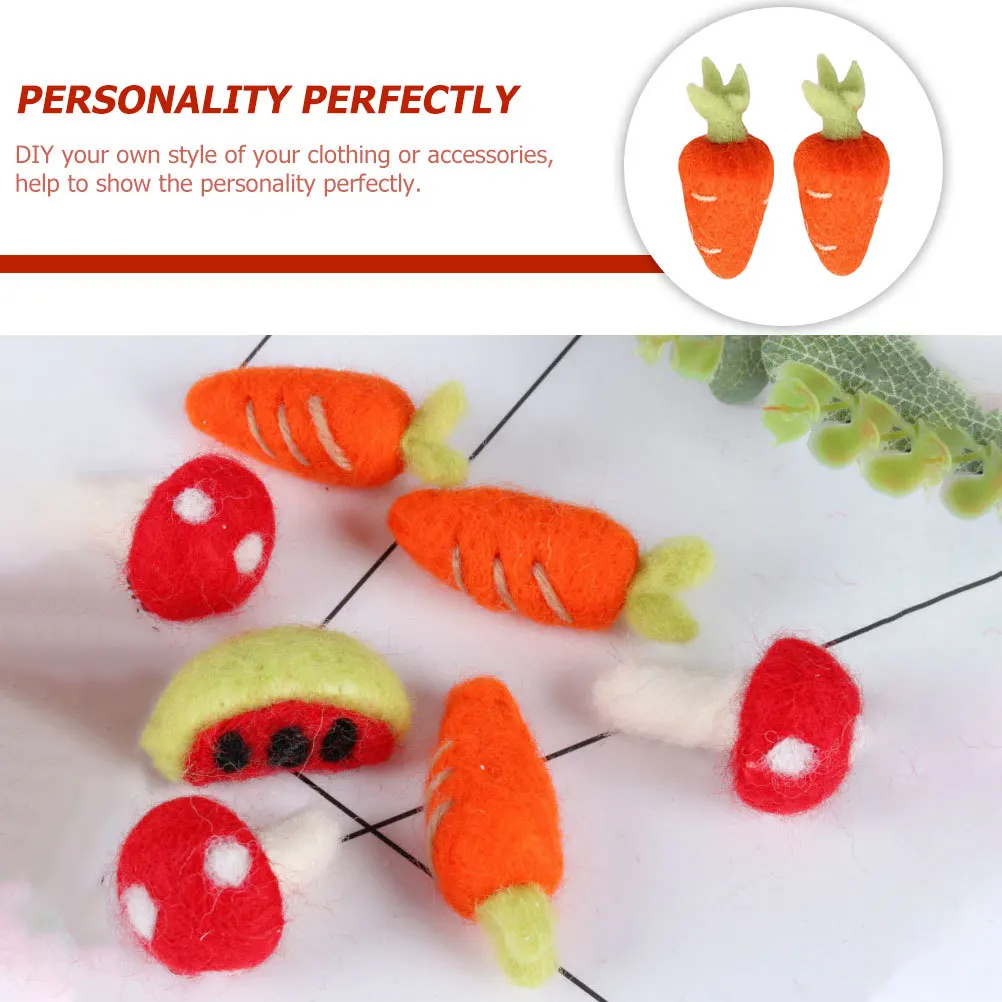

6 pcs Felt Carrot Shape Decor Diy Hairpin Brooch Clothing Hat Accessories Wool Felt Craft Supplies Diy Brooch Decor