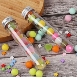 10pcs Clear Flat Plastic Test Tubes with Screw Caps Funnels Test Tubes Containers for Bath Salt Candy Storage,Party Decor