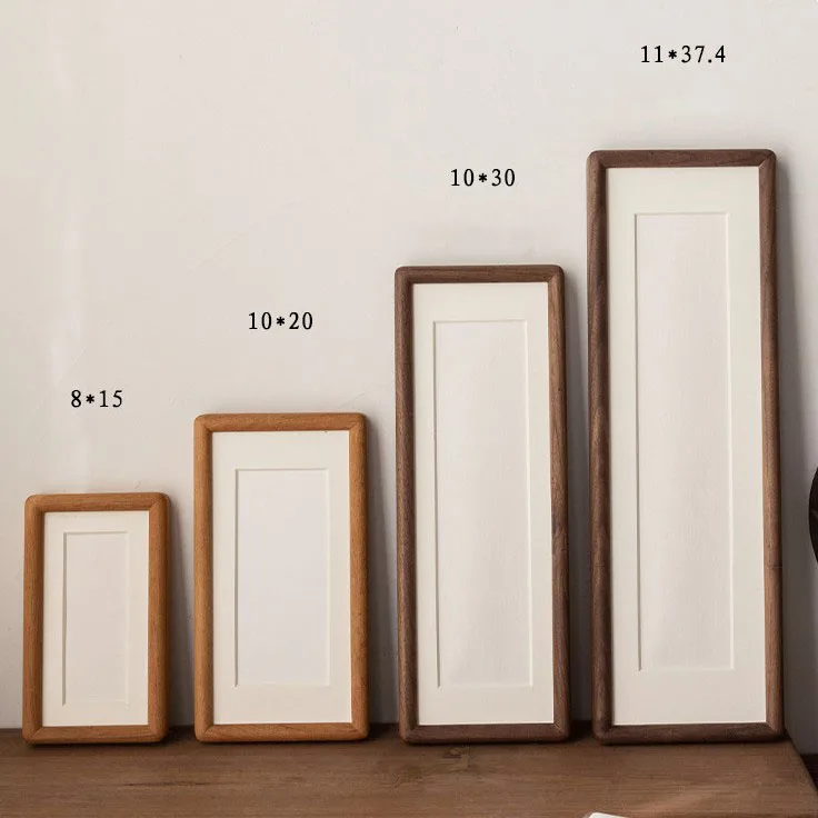 Porta-Retrato Retangular de Madeira Maciça de Alta Qualidade em Nogueira Preta/Teca com Encaixe e Tenon, Suporte de Exibição para Fotos, Decoração de Mesa