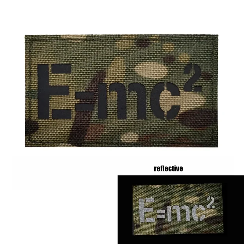 E=mc² Energy Formula Patch Mass Energy Equation Reflective Noctilucence Armband Reflective Backpack Hook & Loop Patches Applique