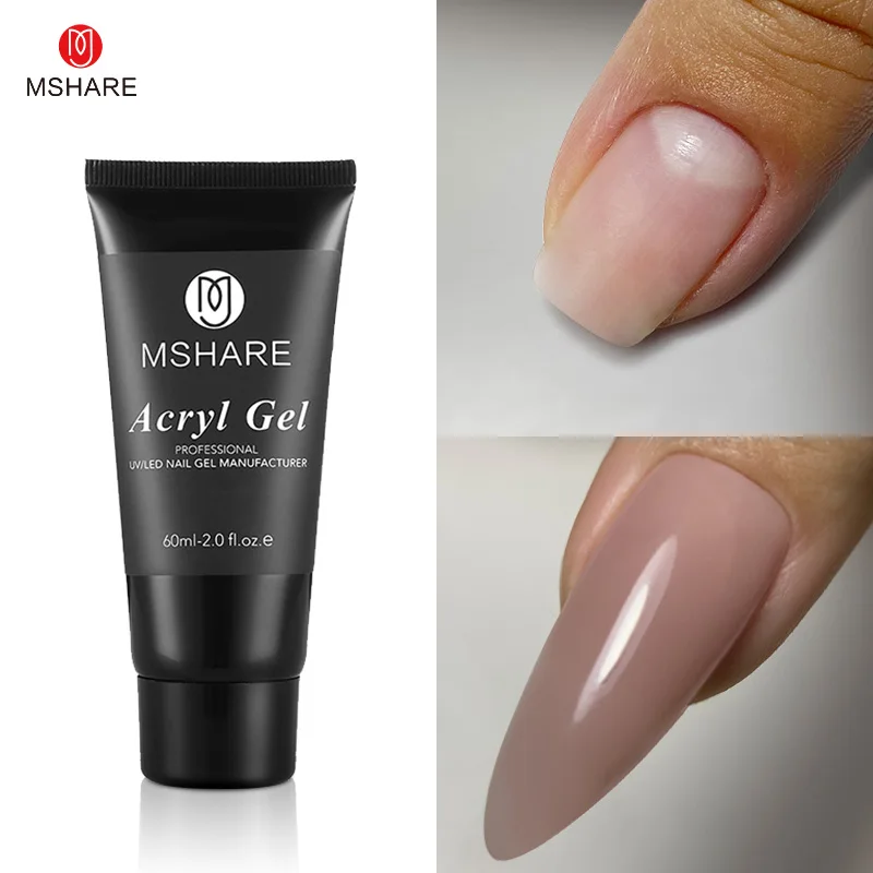 MSHARE Poly Nails Acryl Gel 60ml Builder UV Led Acrylgel Nails Extensions Acrylic Pink White Clear Acrylatic Hema Tpo Free Gel image 3