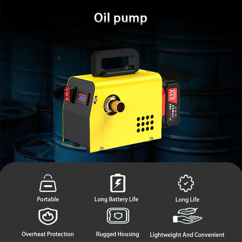 مضخة نقل ديزل كهربائية محمولة تعمل ببطارية ليثيوم، مضخة استخلاص الزيت عالية التدفق
