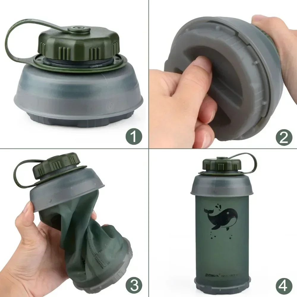 750ML Portable Outdoor Collapsible Sport TPU Soft Water Bottle Folding Kettle Water Bottle Camping Travel Running Bottle