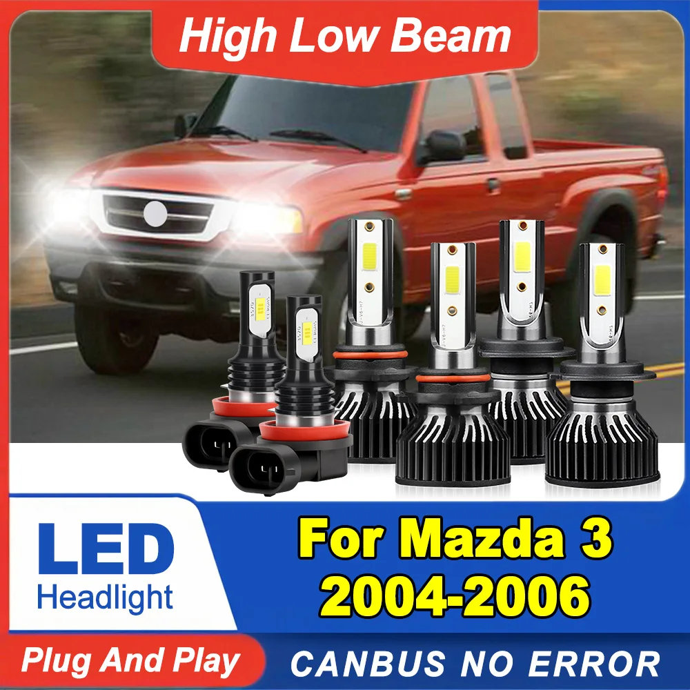 

High Low Beam LED Headlights H7 9005 40000LM 6000K Super White Plug And Play Front Headlights 12V 24V For Mazda 3 2004 2005 2006