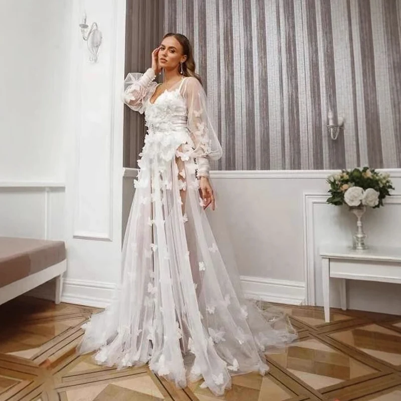 Pearl Bridal Robe Wedding Gowns For Women 2025 Bride Luxury Custom Bathrobe Butterfly Floor Length Boudoir Birthday Party