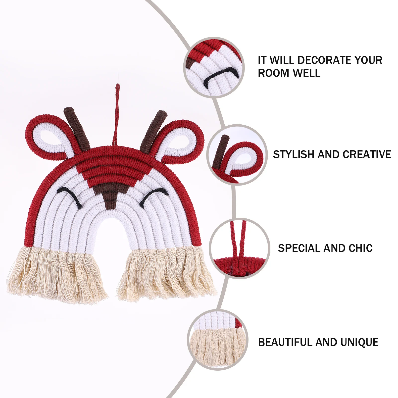 

Small Deer Pendant Cotton Wall Hanging Adornment Nordic Style Home Decor For Party Festival Bedroom Living Room Decoration