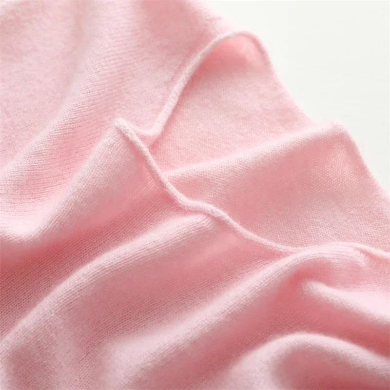 

Women's 100% Cashmere Sweater O-neck rolled edge design Pullover Autumn Winter Solid Cashmere Knitwear High Quality 6 Color Top