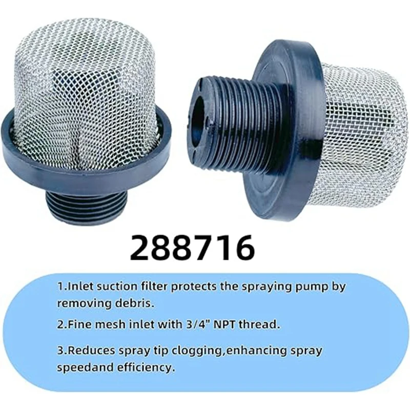 DT16 Suction Strainer Set 288716 288749 Airless Paint Sprayer Filter Replacement Parts
