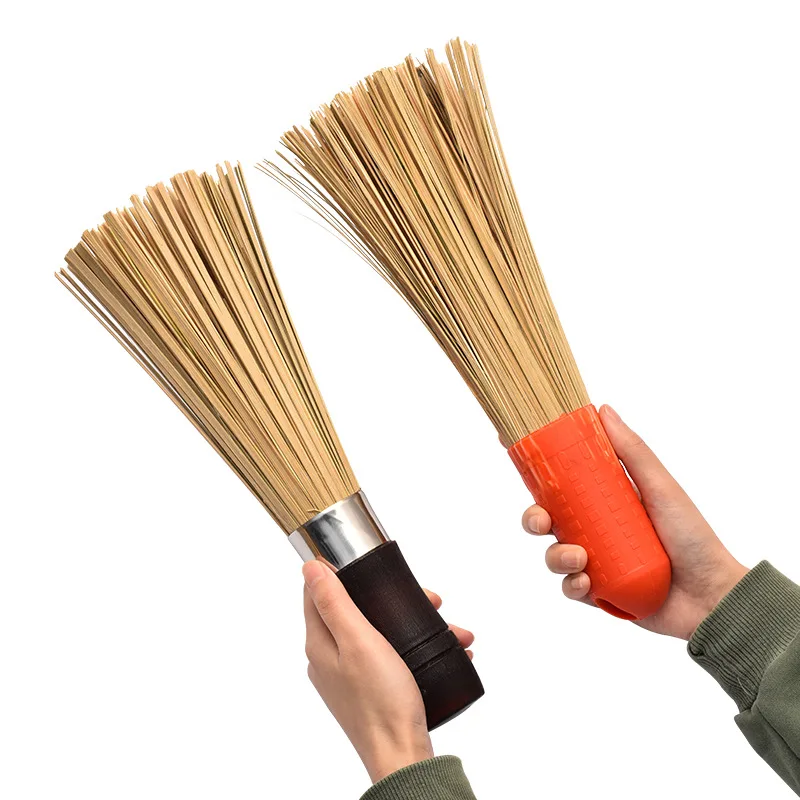 Wooden Handle Cleaning Brush Old-fashioned Long Handle Brush Kitchen Pot Washing Brush Restaurant Slanted Mouth Bamboo Pot Brush