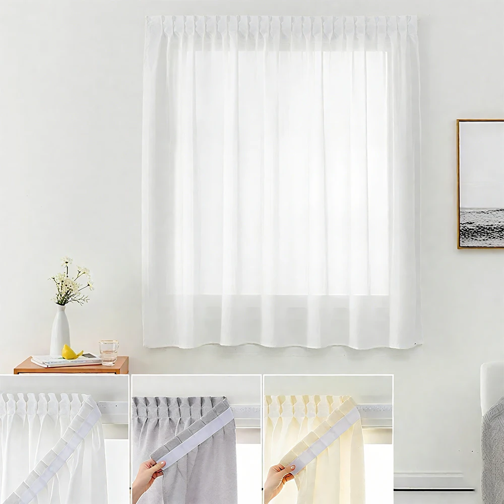 

Self-adhesive Semi Sheer Curtain Weave Blackout Privacy Textured Translucent Drapes for Office Door Kitchen Cortinas De Ventanas