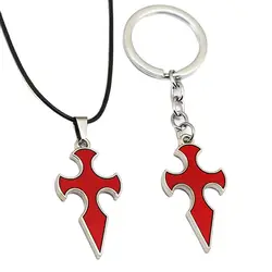 Necklace Keychain Knight of Blood Cross Pendant Metal Rope Chain Choker Women Men Charm Key Ring Holder Bag