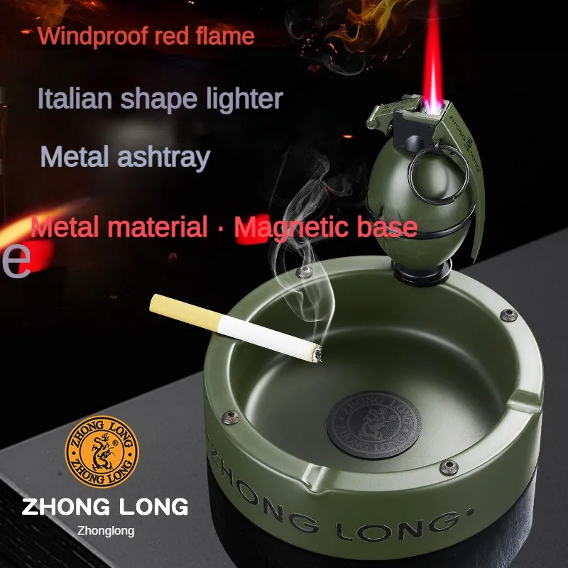 Practical Ashtray Metal Convenient Direct Gas Red Flame Lighter Cigar Gas Stove Outdoor Jewelry Welding Men's Gift