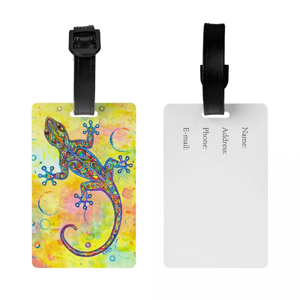 Custom Gecko Psychedelic Paisley Lizard แท็กกระเป๋าเดินทางกระเป๋าเดินทางสัมภาระความเป็นส่วนตัว Cover ID Label