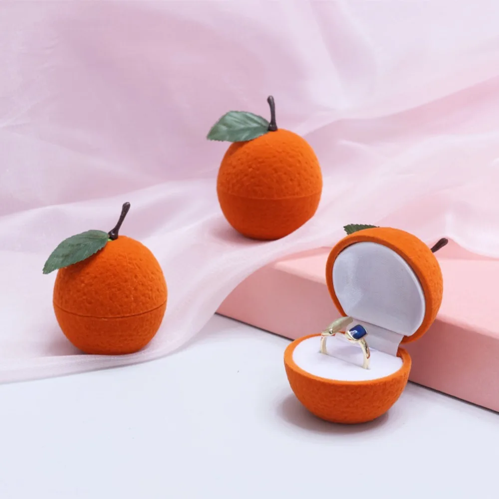 

Space Saving Orange Ring Box Ring Gift Box Cute Popular Orange Jewelry Box Cartoon Velvet Flocking Jewelry Box Valentine's Day