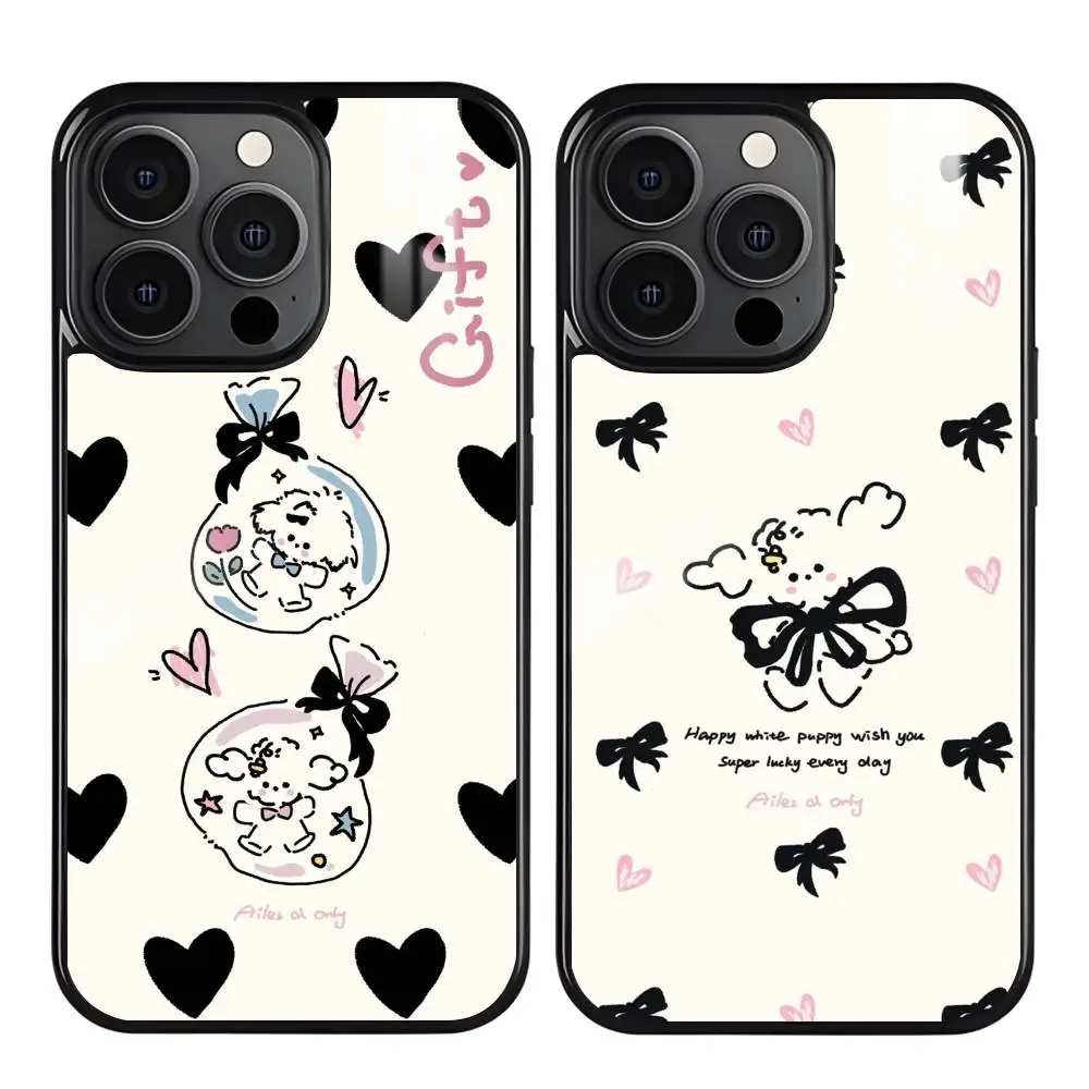 حافظة هاتف على شكل جرو كرتوني لطيف لهاتف آيفون 16 15 14 13 12 11 Pro Xs Max Mini Plus Celulares Hard Funda