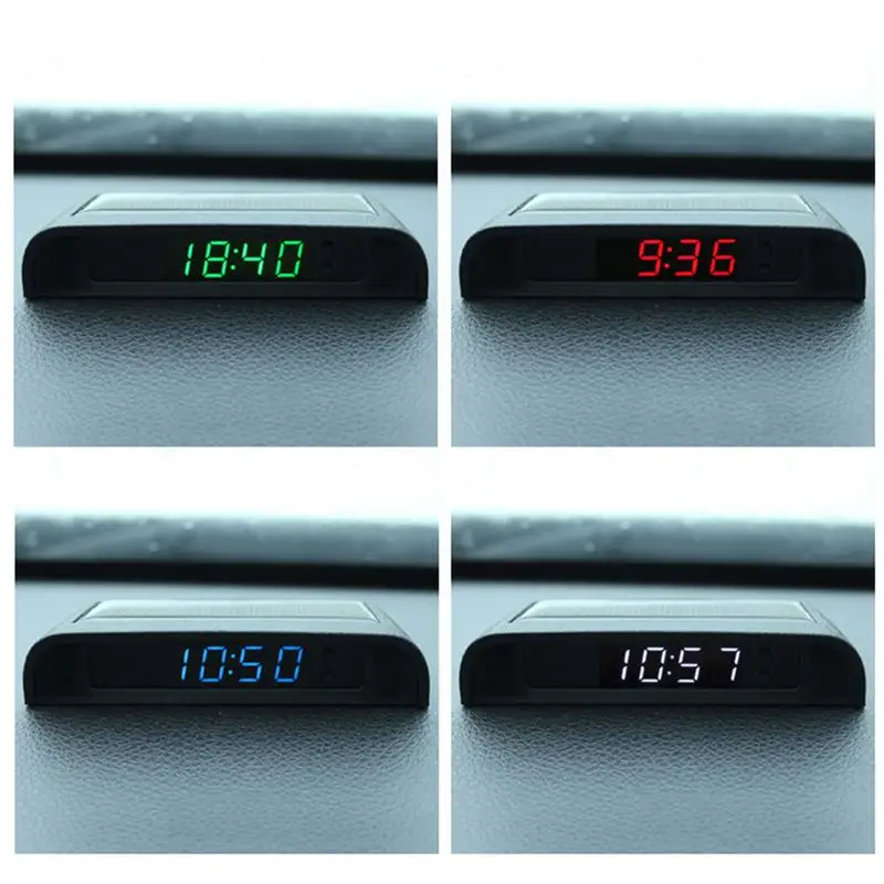 Car Solar Clock Vehicle Adhesive Luminous Digital Watch For Automobile Decoration Shading Hood Design Electronic Accessories